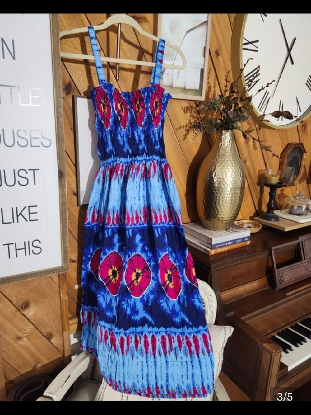 Just Love Boho Tie-Dye Midi Sun Dress Beachy Boho Comfort - Picture 3 of 6